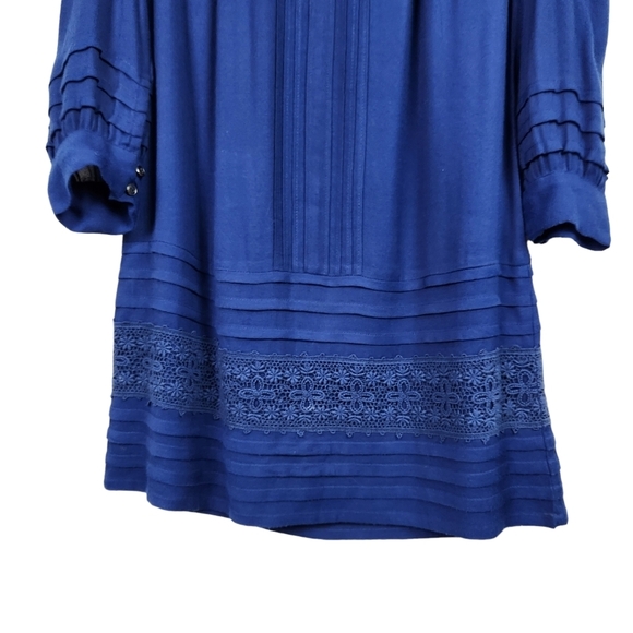 Leifsdottir Anthropologie Blue Peasant Boho Bohemian Long Sleeve Dress Size 4 - Picture 4 of 11